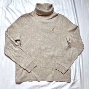 Ralph Lauren Women's Turtleneck Medium Beige Tan 100% Cotton Longsleeve Sweater
